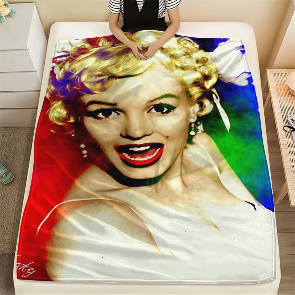 1PC Marilyn Monroe Print FlAannel Blanket, High quality Comfortable for All Seasons, Home Decor, Warmth and Comfort