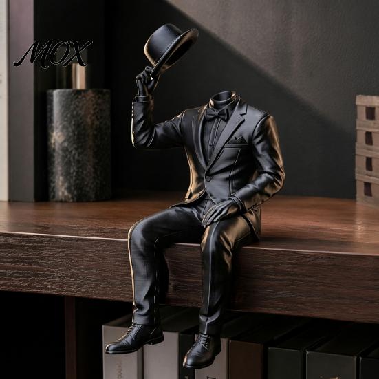 Sophisticated Room Accessories 3D Printed Sitting Gentleman Ornament, Minimalist Abstract Faceless Figurine, Figurine Aesthetic Art Sculpture for Home