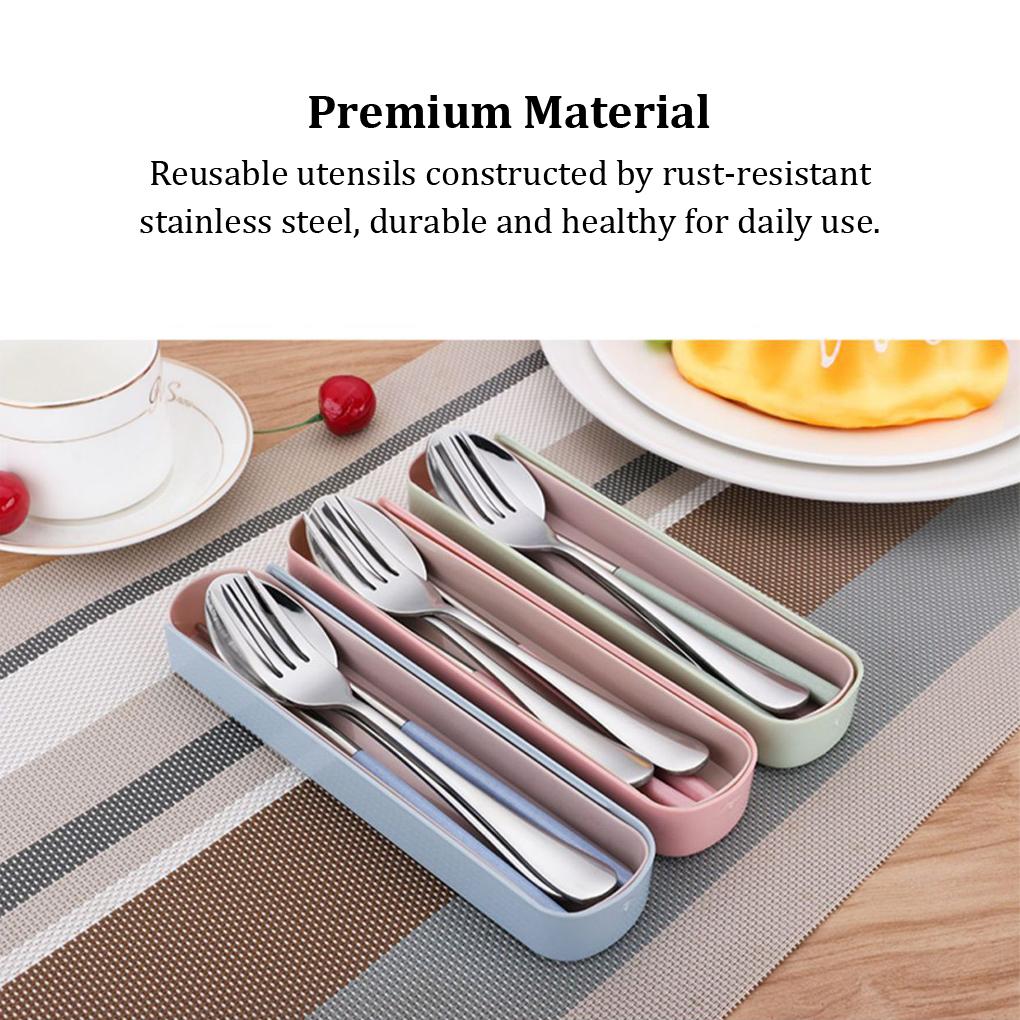 Tableware Chopsticks Spoon Fork Utensils Reusable Smooth Eating Supplies Restaurant Camp School Dishwasher Steriliser
