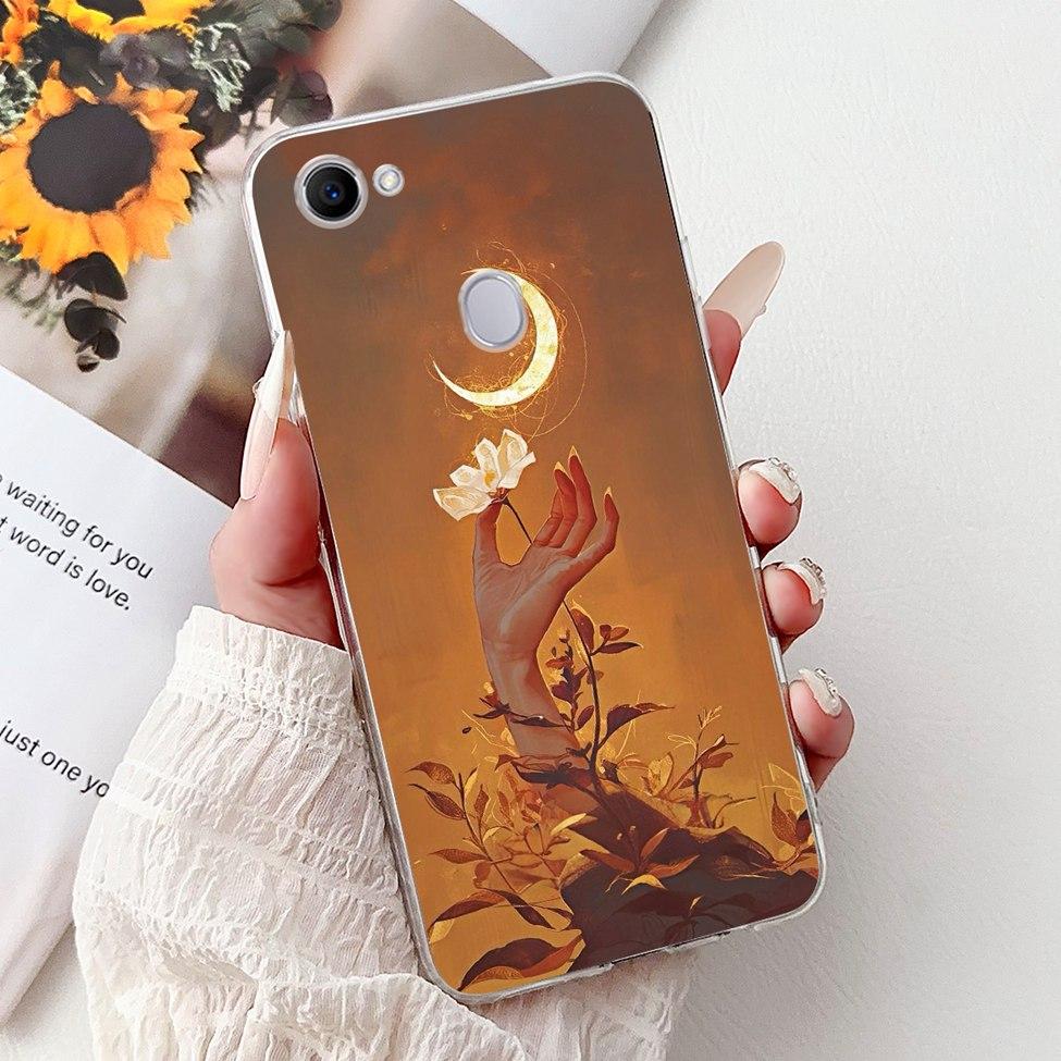 Clear For Oppo F7 Case Kawaii Cute Cat Fashion Flower Funny Luxury Painted Soft Back Cover For OppoF7 Phone Case CPH1821 CPH1819