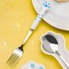 Stainless Steel Fork Spoon With Storage Box Cute Cat Paw Cutlery Set Dinnerware Tableware Silverware Lunch Bento Accessories