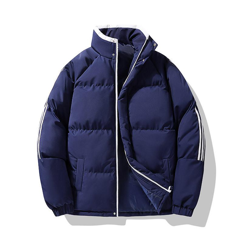 

Мужская повседневная куртка с подкладкой, утолщенное зимнее пальто, теплое, со стойкой воротником, однотонное, на молнии, с карманами, ветрозащитная куртка, верхняя одежда для мужчин 3XL темно-синий