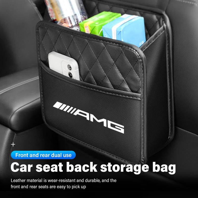 Car Logo Seat Back Storage Box Hanging Organizer Phone Tissue Storage Holder For AMG Mercedes Benz CITAN VITO SPRINTER CLS SLK