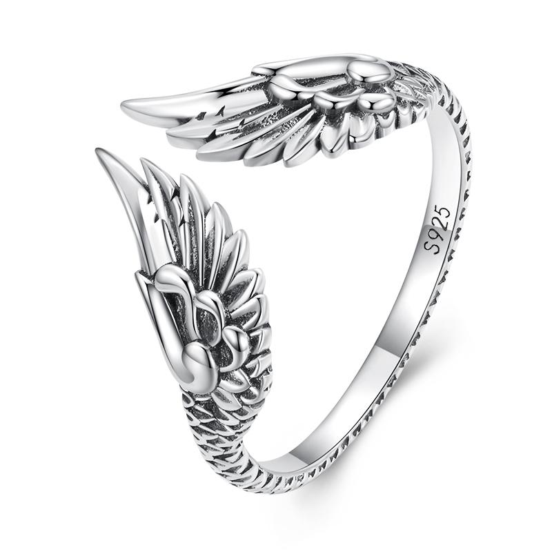 WOSTU 925 Silver Pet Cat Stackable Opening Ring For Women Snake Dog Adjustable Rings Fine Jewelry Party Birthday Gift