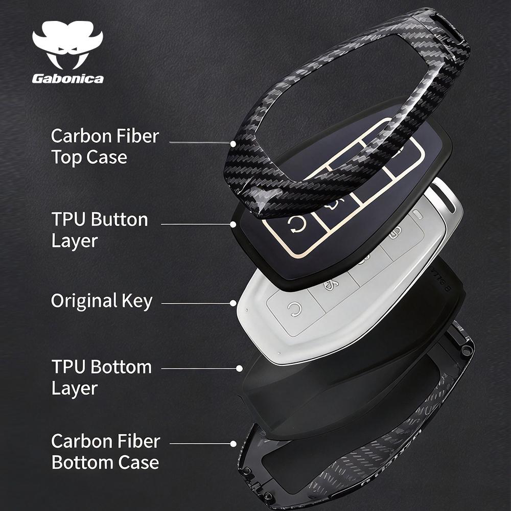 Zinc Alloy Carbon Fiber Car Key Cover Full For Denza D9 N7/N8 Smart Key Modification Decoration Protection Shell Car Accessory
