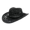 Fashion Hollowed Jazz Hat Handmade Cowboy Straw Hat Women Men Summer Outdoor Travel Beach Hats Unisex Solid Western Sunshade Cap
