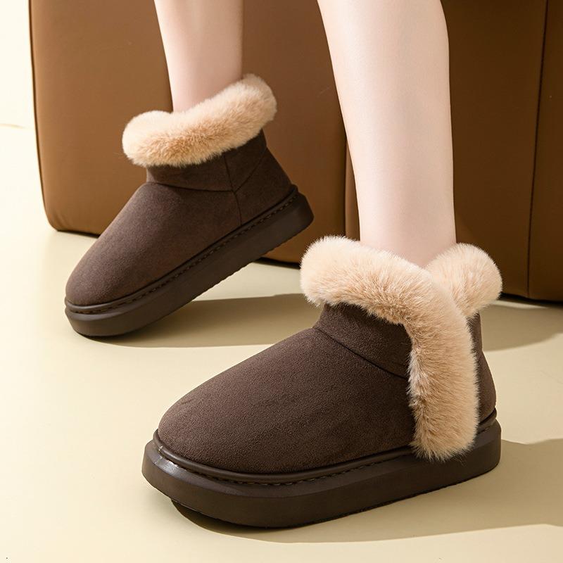 Retro Contrasting Color Gaobang Cotton Shoes Non-slip Winter New Fashion Thick-soled Velvet Warm Outer Wear Snow Boots Women