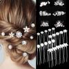 Tiara Hair Accessories Wedding Hairpins U-shaped Pearl Pin Rhinestone Hair Clip Bridal Hair Jewelry