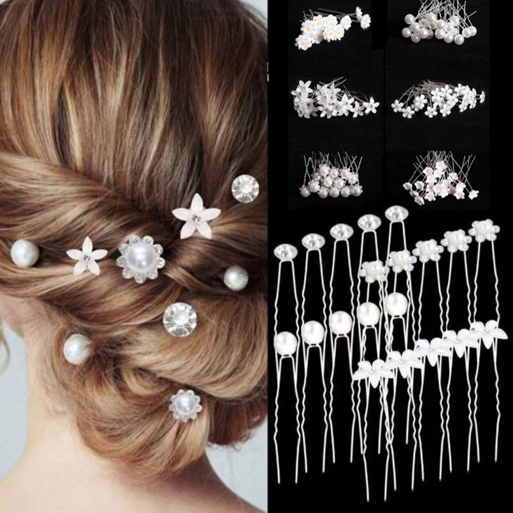 Tiara Hair Accessories Wedding Hairpins U-shaped Pearl Pin Rhinestone Hair Clip Bridal Hair Jewelry