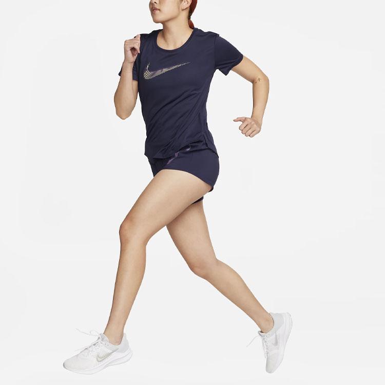 Nike Dri-FIT One Swoosh Logo Printed Sports Shorts Women shorts Deep-Purple FB4929-555
