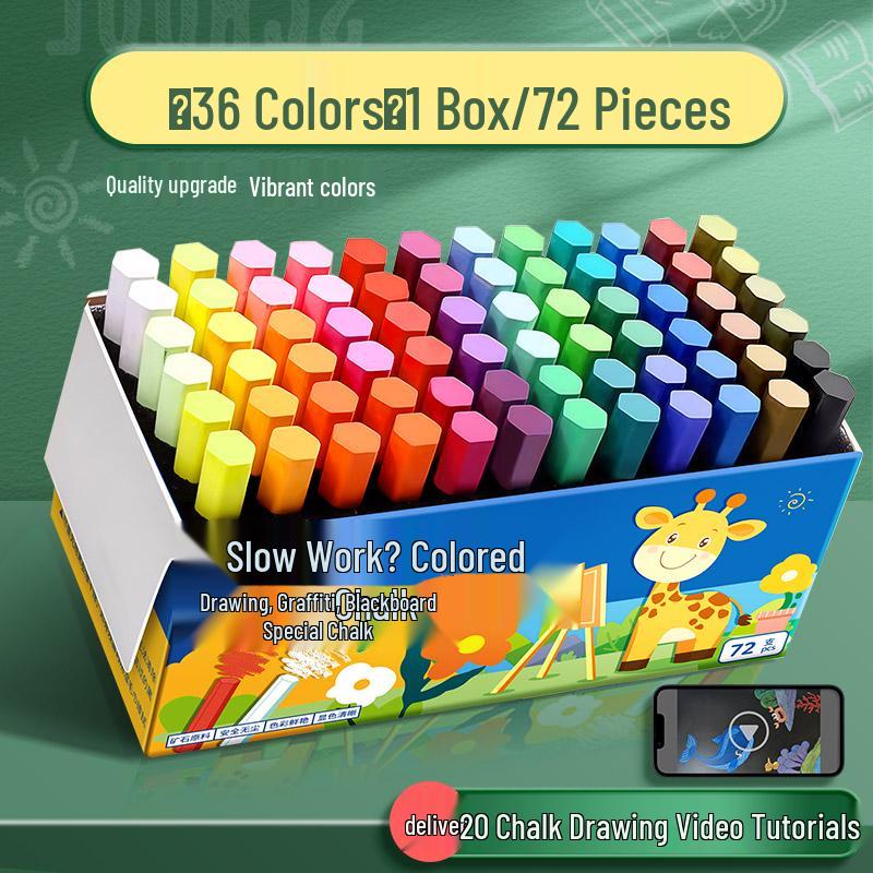 Vivid Dustless Multi-color Chalk for Children and Teachers - Keeps Hands Clean