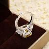4ct Yellow Diamond Rock Sugar Ring Women's 925 Sterling Silver, Ice Flower Cut Sugar Cube Ring Niche High-end Light Luxury