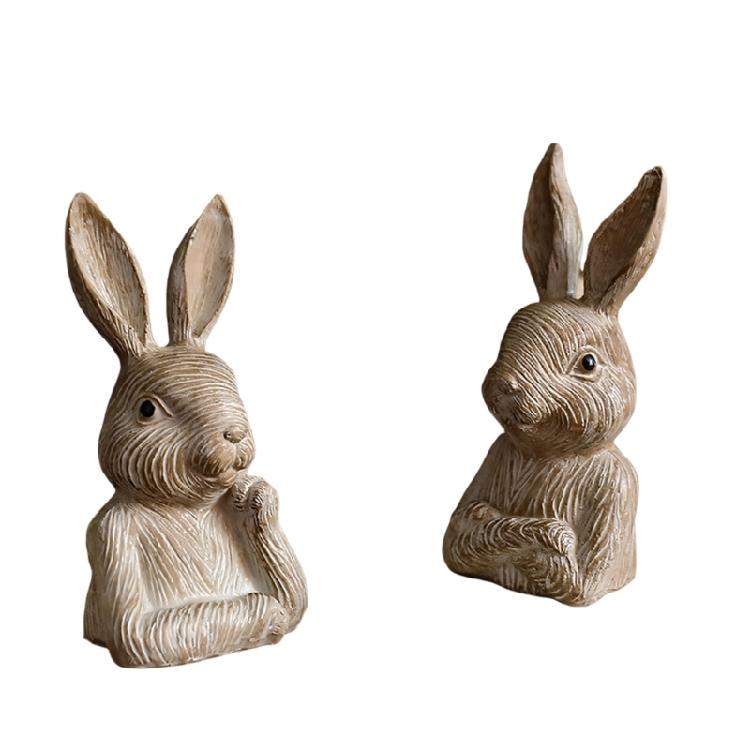 

2Piece Antique Resin Rabbit Collection For Spring And Holiday Decorating 1