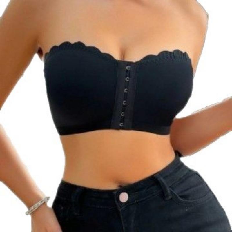 Trägerloses Bandeau-BH mit Frontverschluss Übergröße Push-Up Bequem Dünn