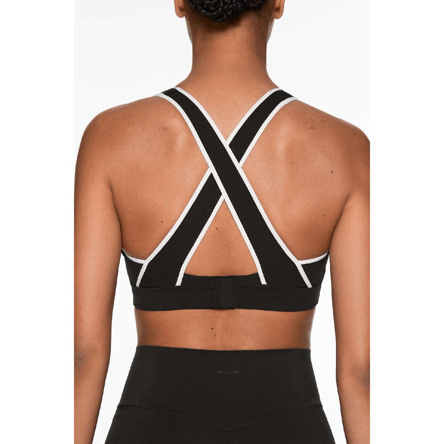 

Компрессионный спортивный бюстгальтер с высокой поддержкой и окантовкой XS чёрный