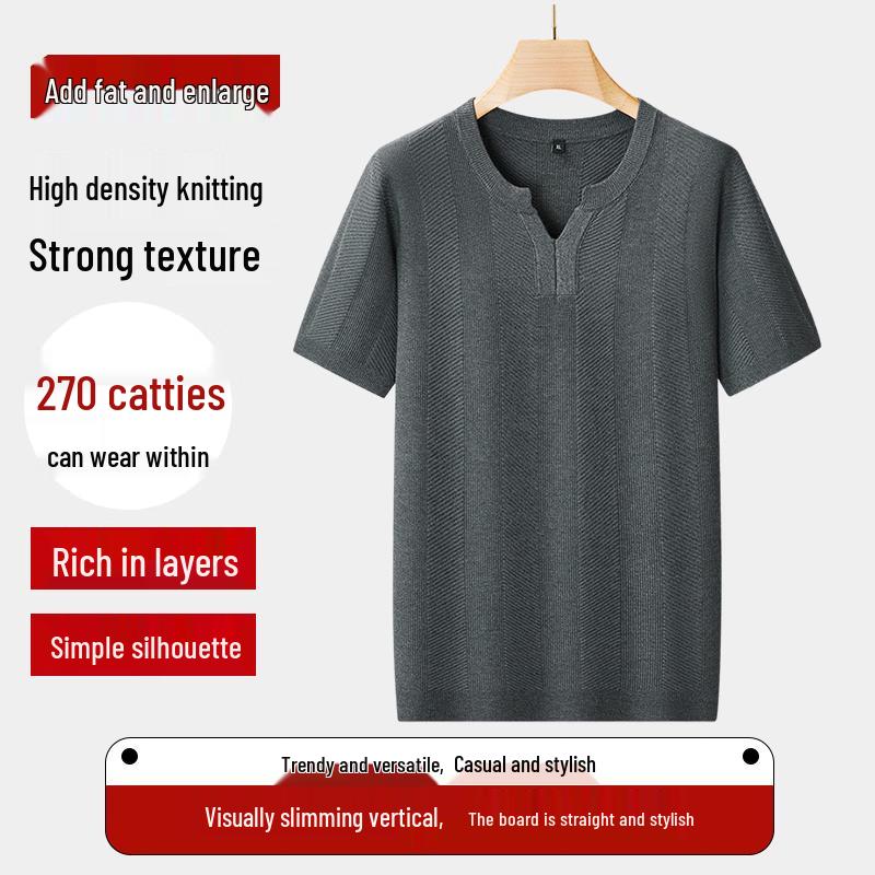 Dibinze Men's Plus Size Casual Knit Henley Sweater