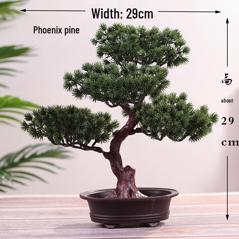 Umělé borové svatební květinové aranžmá: Zelený bonsaj penězovník pro domácí dekoraci