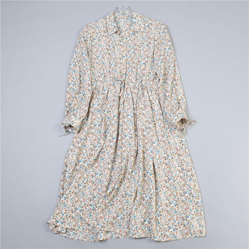 

223 K-стиль Платье с длинными рукавами с цветочным принтом 78598 Французская кулиска Приталенное Свежий пасторальный Завышенная талия Расклешенное Длинное платье 1 38