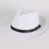 Curled Jazz Top Hat Panama Straw Hat Vacation Shade Wide-brimmed Hat Dome Gentleman's Hat Straight