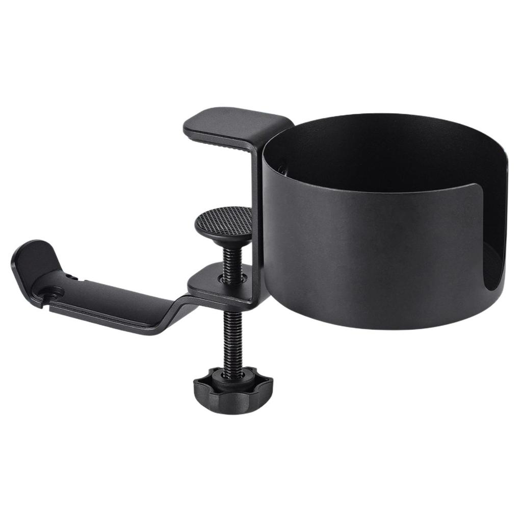 Aluminum Alloy Clamp-On Desk Cup Holder 360 Degree Rotatable Headphone Bag Hanger