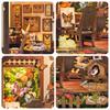 Mini DIY Wooden Book Nook Figurines Miniature Kits Butterfly House Bookshelf Home Bookend Decoration For Adult Handmade Gift