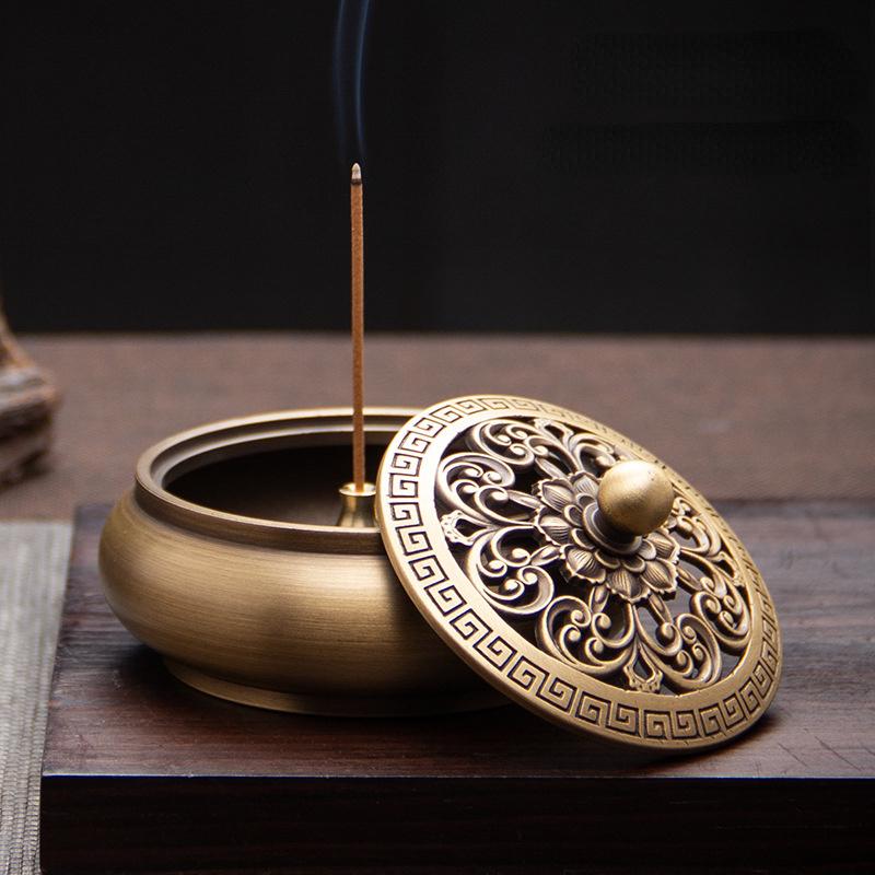 1PC Ancient Copper Incense Burner Household Indoor Incense Seal Plate Incense Thread Incense Burner Incense Accessories Household Incense Burner