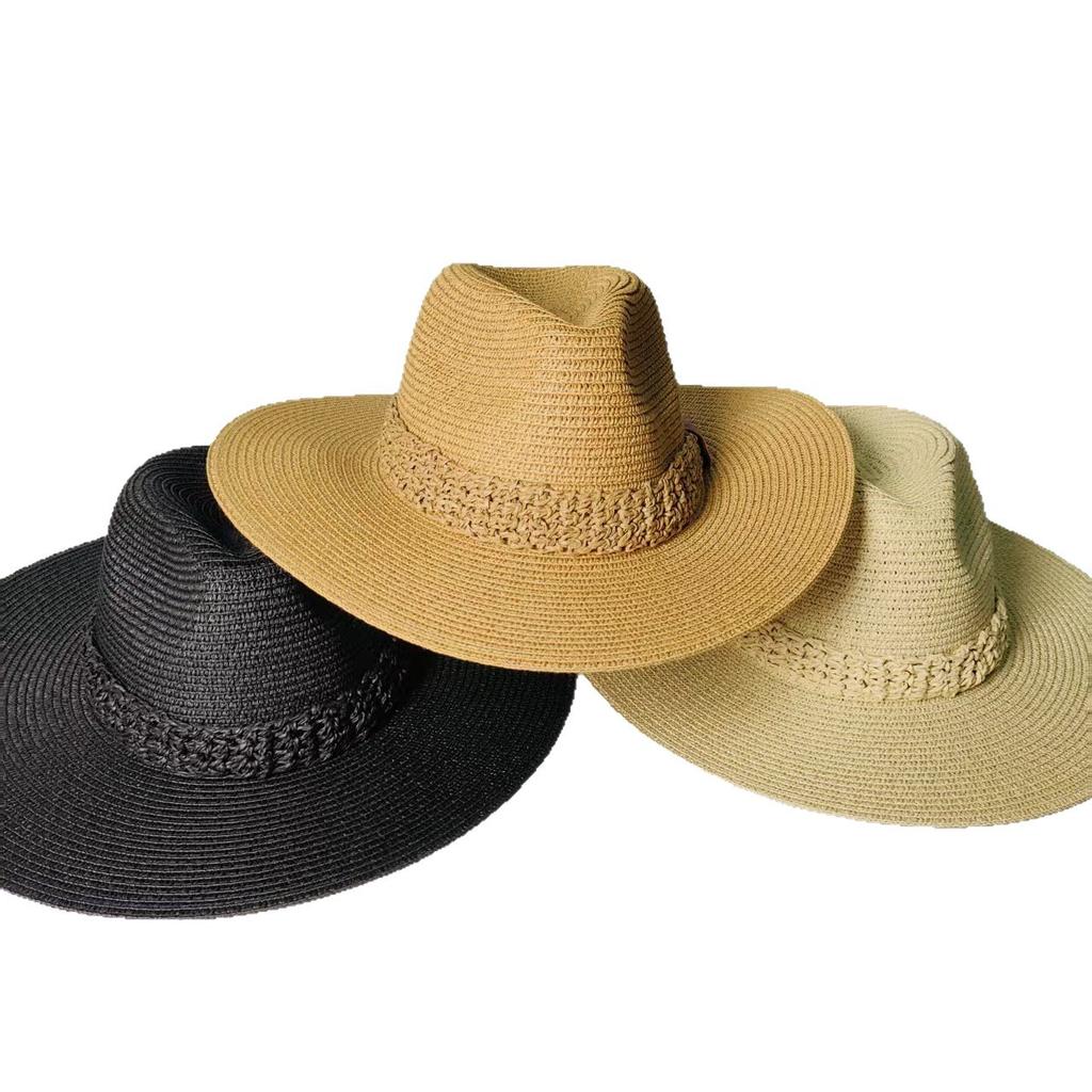 Summer new straw hat hat men's and women's sunscreen outdoor travel sun hat casual sun hat jazz big eaves hat