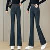 Fashion Denim Flared Pants for Women Autumn Winter Elastic Casual Straight Flared Pants