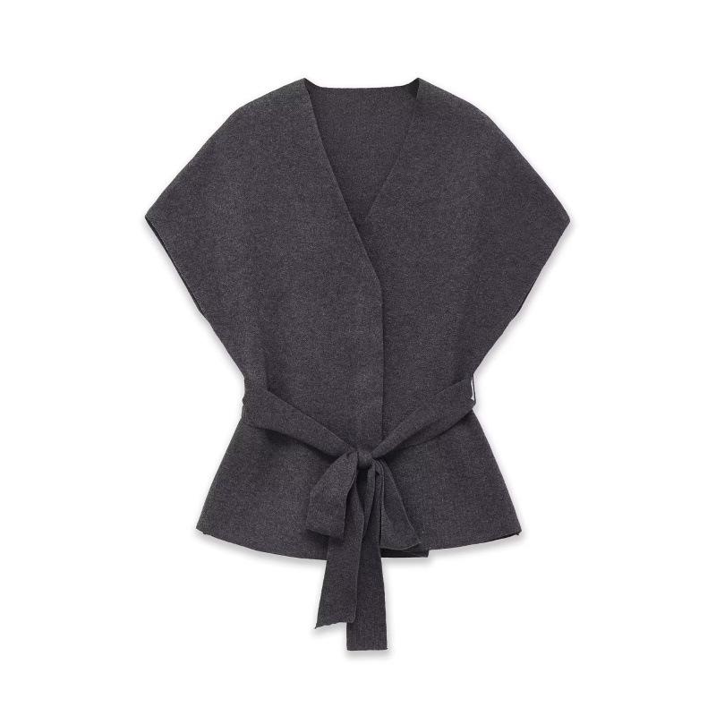 Damen Modischer Strickweste & Pendlerstil Rock mit Gürtel