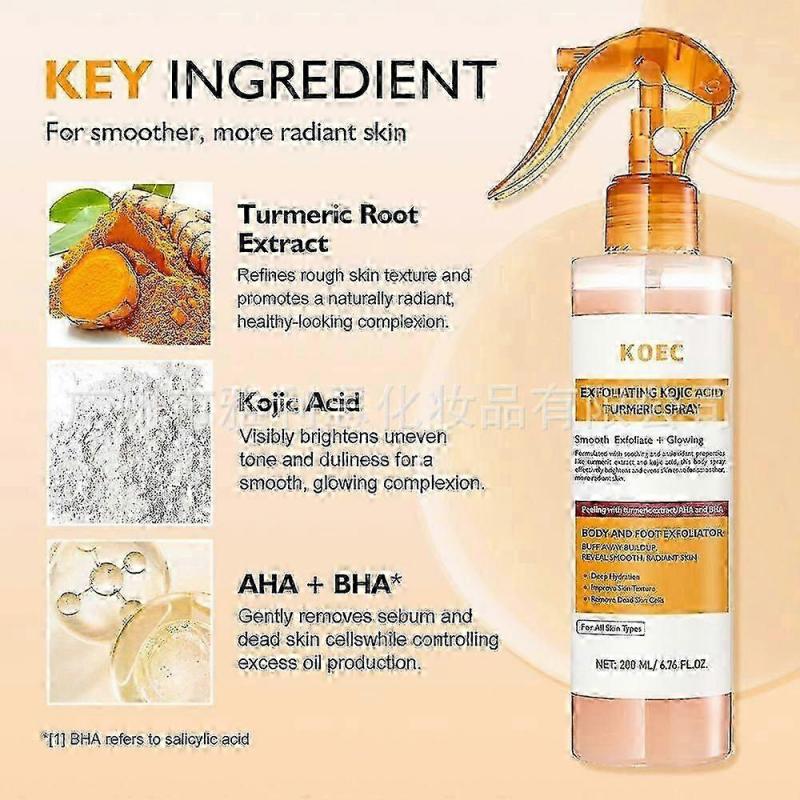 1-3X Peel Shot Keratin-Pflege Kojicsäure Kurkuma Spray, Sanfte Peeling-Lösung für Glatte Haut, Körperpflege-Spray