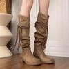 Manzi 2025 Retro Wasteland Su Knight Over-the-Knee Chunky Heel Boots for Adults