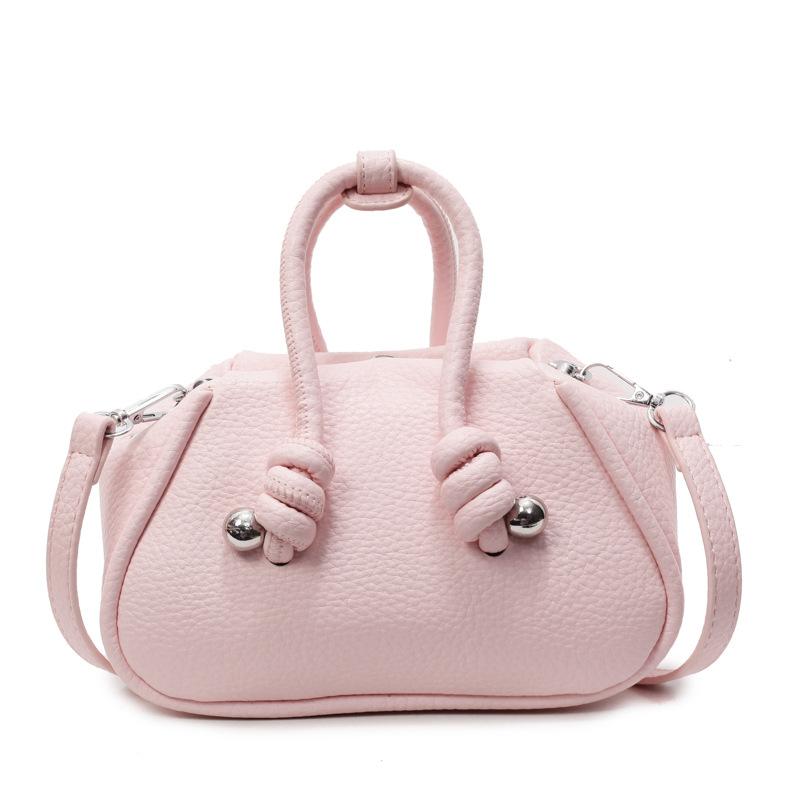 Trendy new product simple solid color niche design handbag bag femininity versatile high sense lychee pattern messenger bag