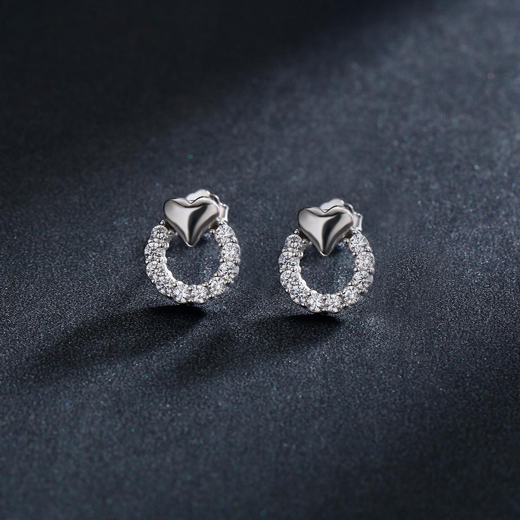 MODIAN Sweet Heart Earrings For Women 925 Silver Delicate Cubic Zirconia CZ Wedding Statement Ear Studs Fine Jewelry