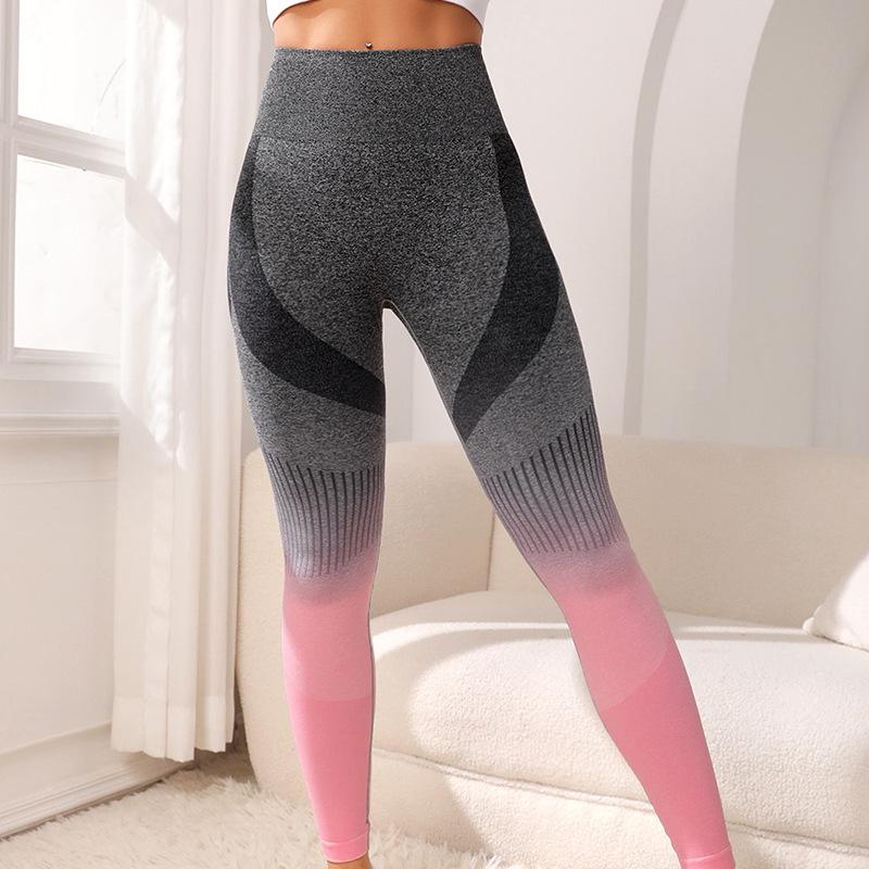 

Градиентные шорты для йоги с высокой эластичностью, контролем живота и дизайном «персиковые ягодицы» для женщин Small серый/розовый