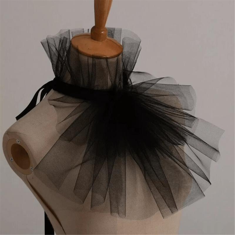 Eleganter Rüschen-Abnehmkragen für Damen Viktorianische Renaissance Halskrause Geschichtetes Netz Jabot Falscher Kragen Choker