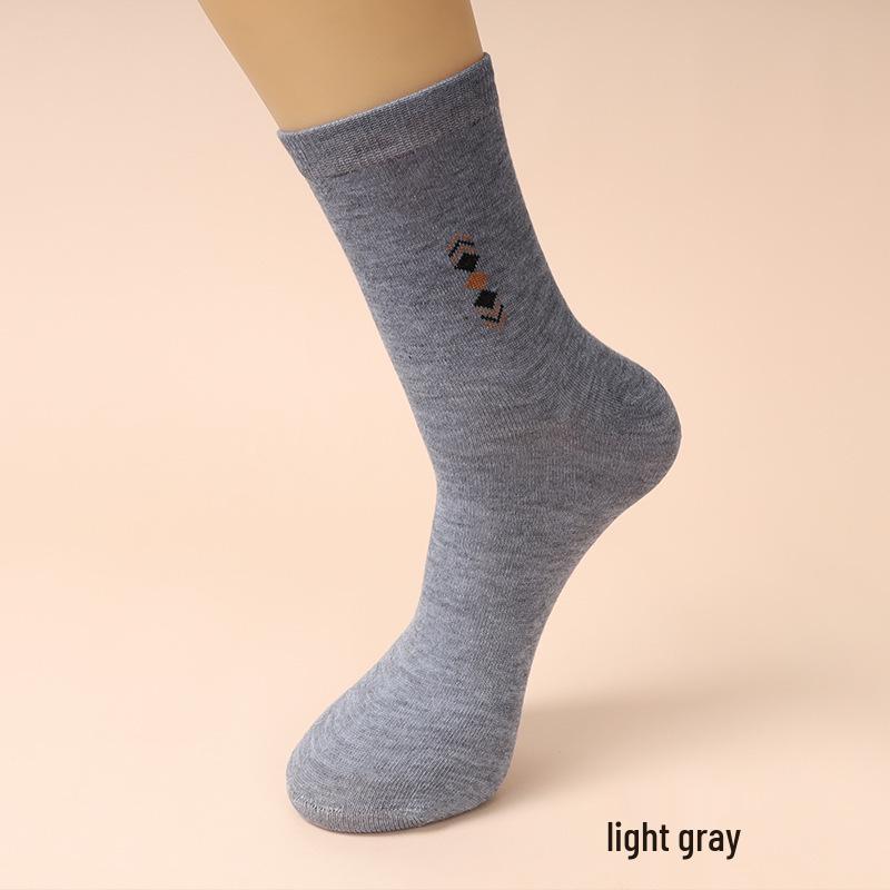 Men's Mid-Calf Anti-Odor Black Socks - Spring & Autumn, All-Season, Sweat-Absorbing, Ideal for Work, Middle-Aged & Fathers.
