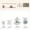 Gold Inlaid Jade Porcelain Landscape Tea Set