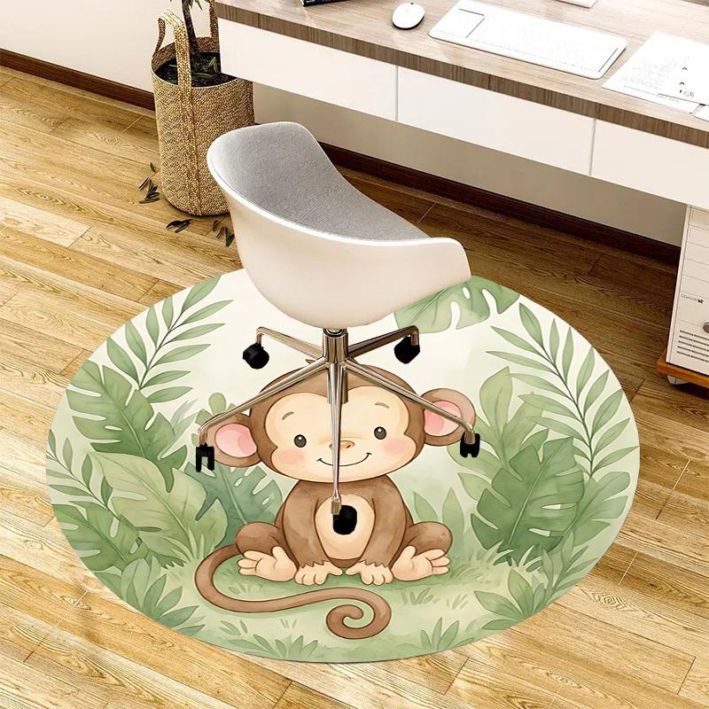 1PC Monkey Jungle Non-Slip Floor Round carpet, Office, family, bedroom, Large Area Rug Indoor Rugs,  Durable Polyester-Z0417