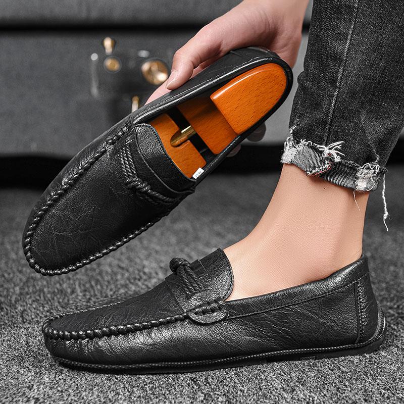 Fashion Men Loafers Shoes Man 2025 Fashion Comfy Slip-on Drive Moccasins Footwear Male Brand Leather Boat Shoes Men Casual Shoes