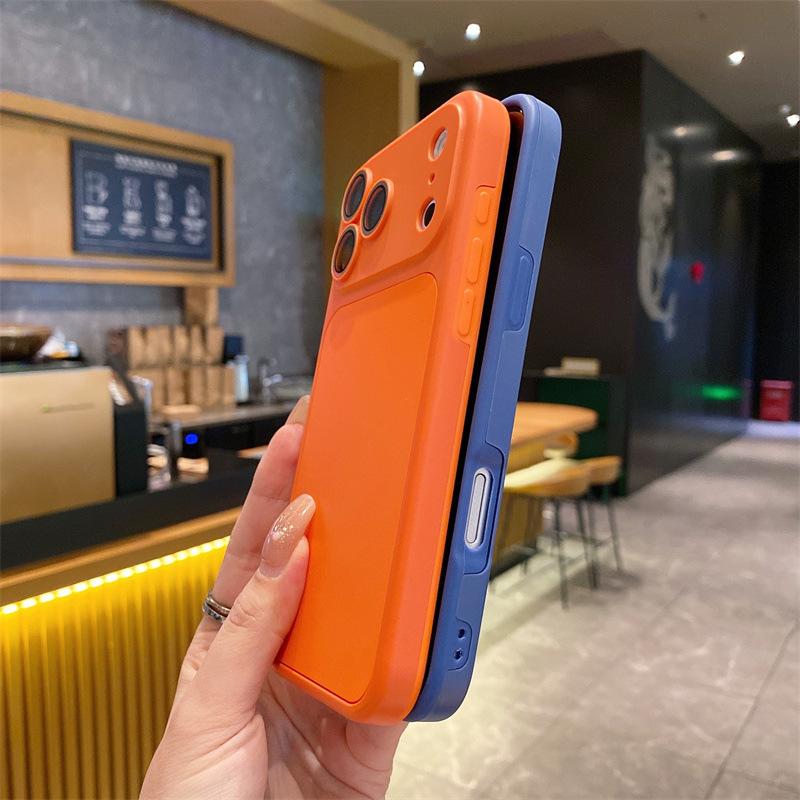 2-In-1 large window, suitable for iPhone17Pro mobile phone case, Apple 16Pro solid color 15Pro lens film 14.