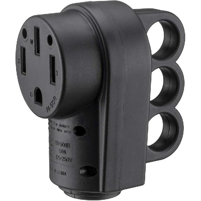 Miady 50AMP RV Replacement Female Plug with Easy Unplug Design, ETL Certified