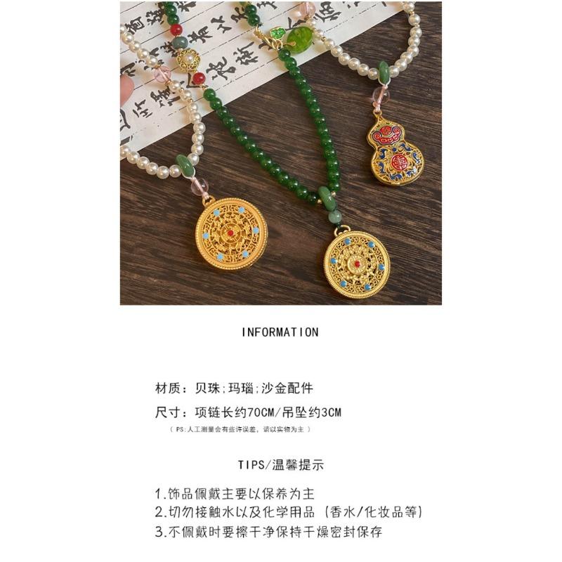 Retro round bead necklace female horse skirt han dynastycheongsamsweater chain