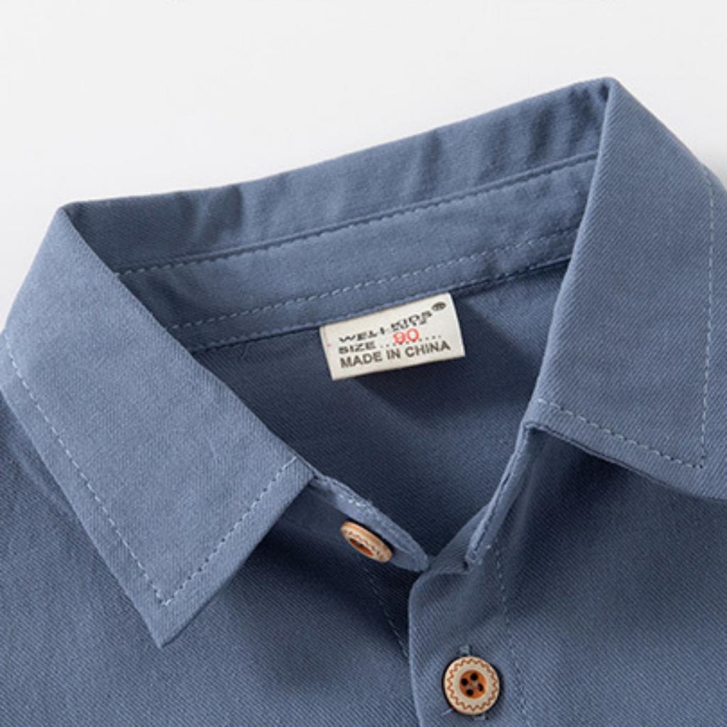 Boys' Long Sleeve Cotton Button Down Shirt Casual Comfortable Korean
