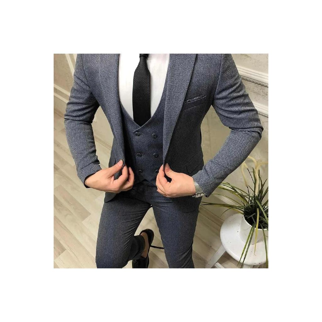 Men's Slim-fit Vest Suit (collar Ornament And Tie Gift)