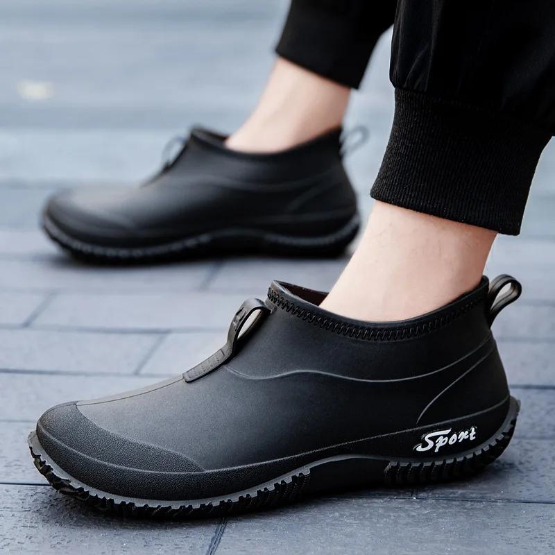 Herr Vattentäta Trädgårdsskor Halkfria Ankelregnskor Slip-on Gummi Kock Arbetsfotbeklädnad Utomhus Regnsko för Jordbruk