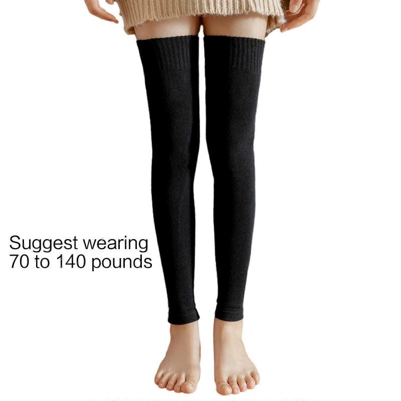 Thigh High Leg Warmers for Women Girls Knitted Long Over Knee Socks Footless Boot Stockings Winter Warm Thigh High Socks Black