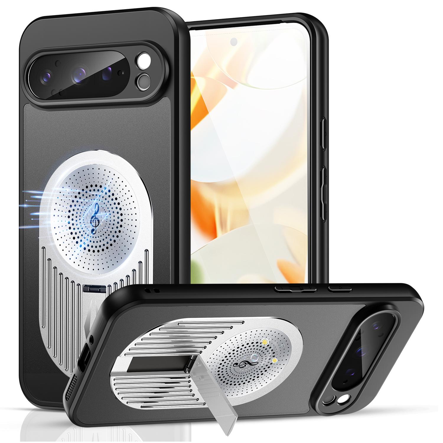 

Чехол для Google Pixel 9/9 Pro, совместимый с MagSafe, с теплоотводом, ароматерапией, подставкой, силиконовый+ПК чехол для телефона Silver