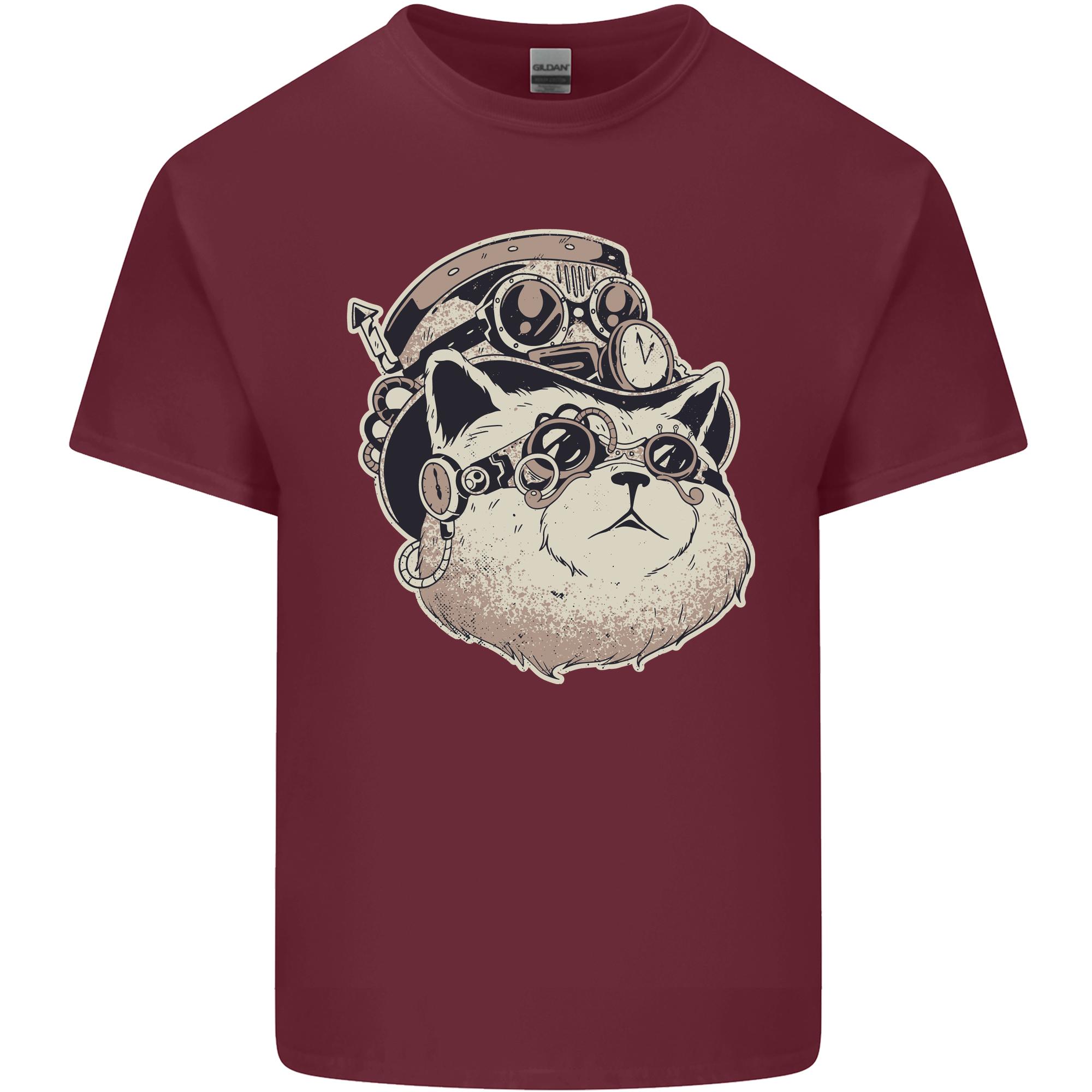 Steampunk Cat Unisexs Light Cotton TShirt S