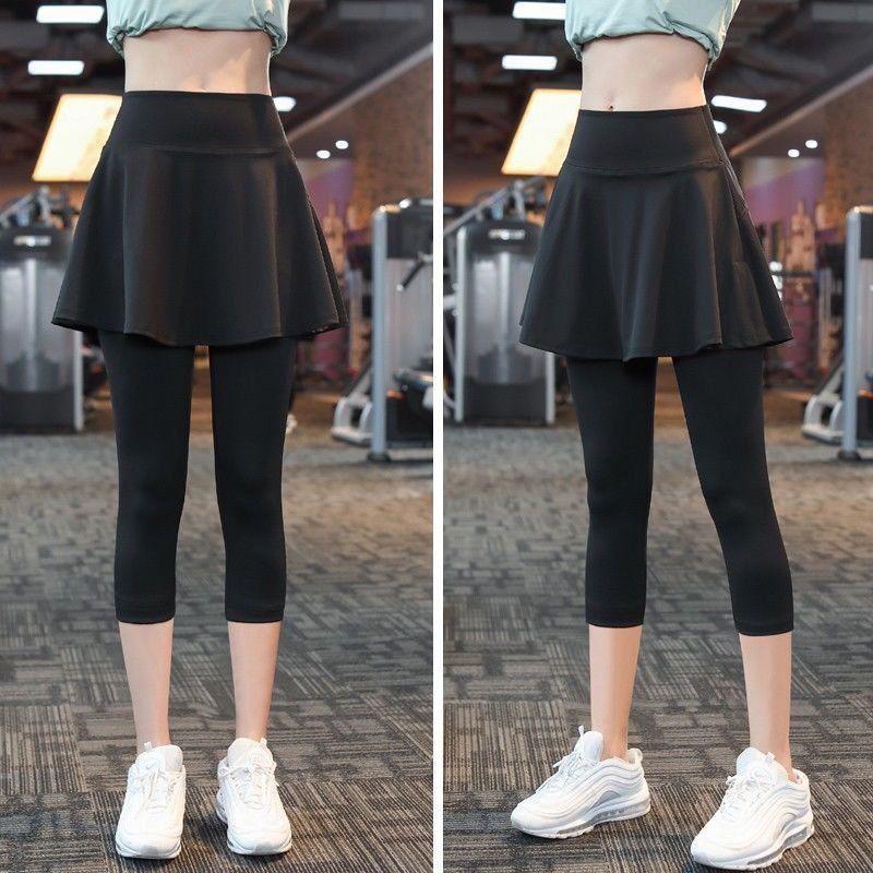 High-Waisted Two-in-One Skirt Leggings - Quick-Dry, Hip-Lifting Yoga and Running Pants