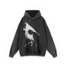 Unisex Oversized Hooded Sweatshirt With Vintage Streetwear Print Heavyweight Washed Cotton Drop Shoulder Long Sleeve